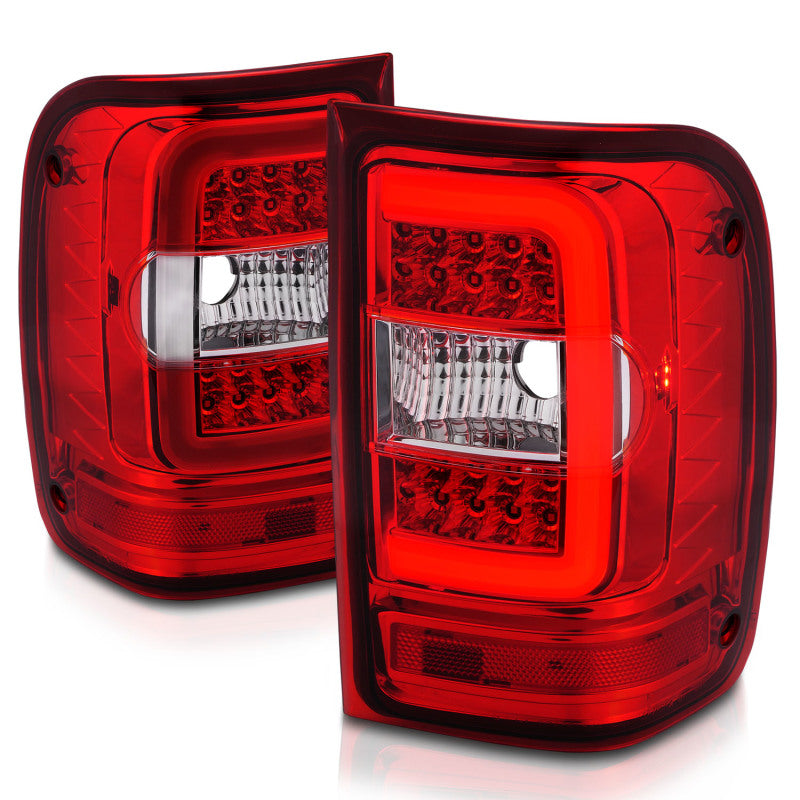 ANZO 311393 -  FITS: 2001-2011 Ford Ranger LED Tail Lights w/ Light Bar Chrome Housing Red/Clear Lens