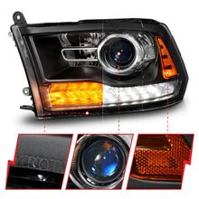 Load image into Gallery viewer, ANZO 09-18 Dodge Ram 1500/2500/3500 LED Plank Style Headlights Switchback + Sequential - Matte Black