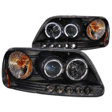 ANZO 111031 -  FITS: 1997.5-2003 Ford F-150 Projector Headlights w/ Halo and LED Black 1pc