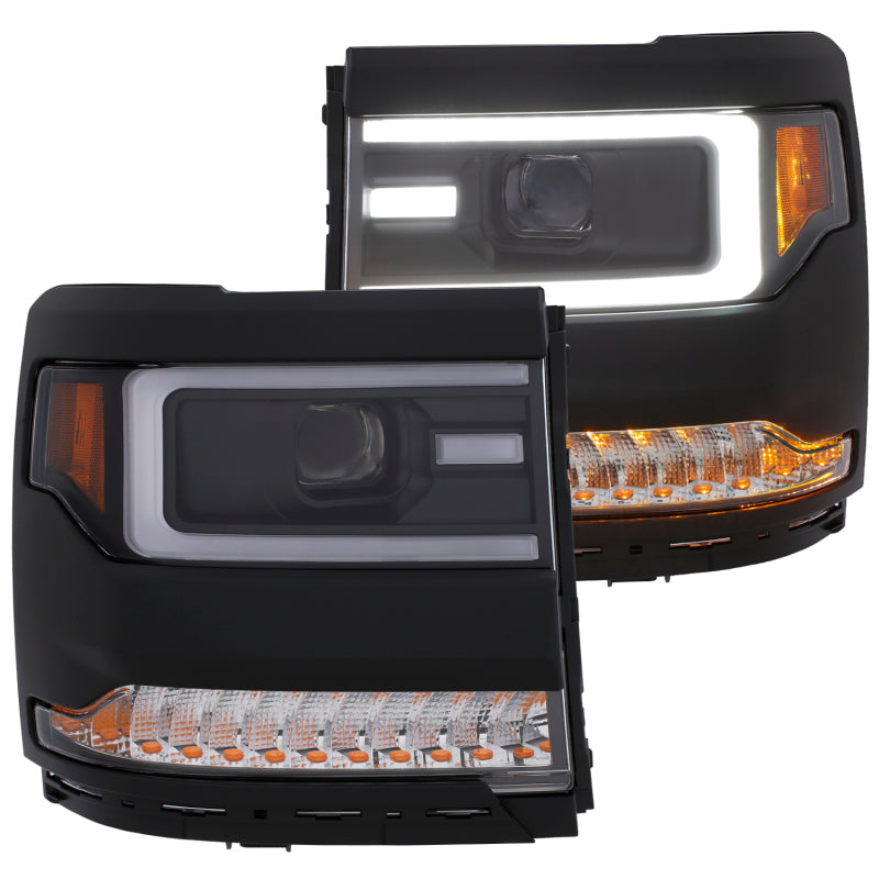 ANZO 111373 FITS: 16-17 Chevy Silverado 1500 Prjctr. Headlight Plank Styl. w/Amber (Only Work w/HID Equip. Truck)