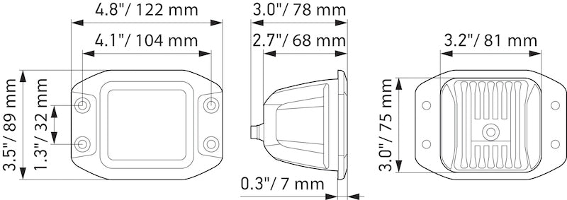 Hella 358176831 - Universal Black Magic 3.2in L.E.D. Cube KitFlood Beam (Flush Mount)