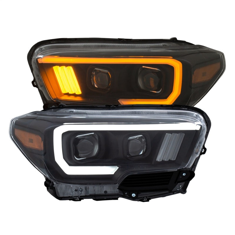 ANZO - [product_sku] - ANZO 2016-2017 Toyota Tacoma Projector Headlights w/ Plank Style Switchback Black w/ Amber w/ DRL - Fastmodz