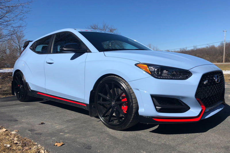 Rally Armor MF57-UR-BLK/WH FITS: 2019+ Hyundai Veloster N UR Black Mud Flap w/ White Logo