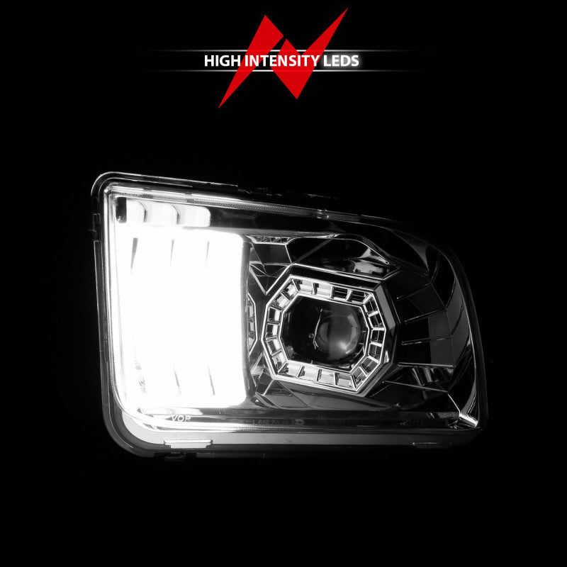ANZO 121567 FITS 05-09 Ford Mustang (w/Factory Halogen HL Only) Projector Headlights w/Light Bar Chrome Housing