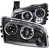 ANZO 121381 FITS: 2006-2010 Dodge Charger Projector Headlights w/ Halo Black