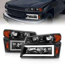 Load image into Gallery viewer, ANZO 111558 FITS 04-12 GM Colorado/Canyon/I-Series Crystal Headlightsw/ Light Bar Black Housing 4pcs