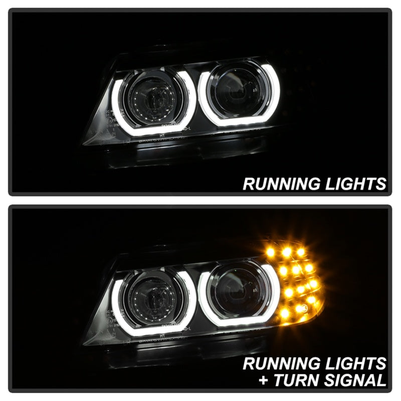 SPYDER 5086488 - Spyder 09-12 BMW E90 3-Series 4DR Projector Headlights HalogenLEDBlackPRO-YD-BMWE9009-BK