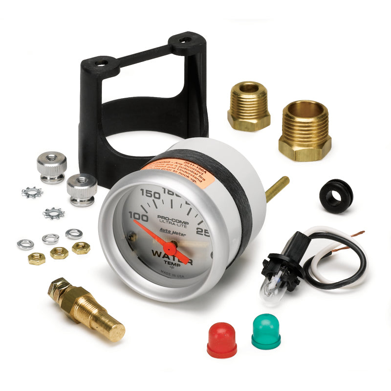 AutoMeter 4337 - Autometer Ultra-Lite 52mm 100-250 Deg F Short Sweep ElectricWater Temp Gauge