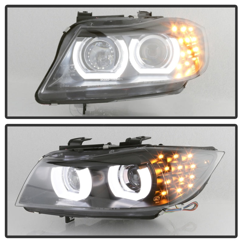 SPYDER 5086488 - Spyder 09-12 BMW E90 3-Series 4DR Projector Headlights HalogenLEDBlackPRO-YD-BMWE9009-BK