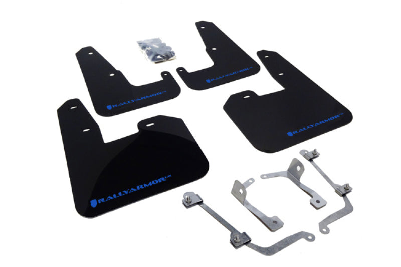 Rally Armor MF15-UR-BLK/BL FITS: V2 08-11 STI (hatch only) / 11 WRX (hatch only) UR Black Mud Flap w/ Blue Logo