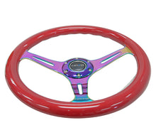 Load image into Gallery viewer, NRG ST-015MC-RD - Classic Wood Grain Steering Wheel (350mm) Red Grip w/Neochrome 3-Spoke Center