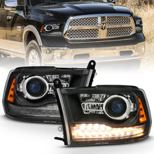 Load image into Gallery viewer, ANZO 111489 FITS: 2009-2018 Dodge Ram 1500 Projector Headlights Plank Style Halo w/Switchback Matte Black