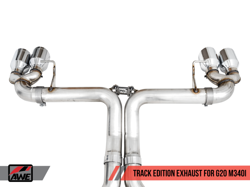 AWE Tuning 3020-43085 FITS 2019+ BMW M340i (G20) Track Edition Exhaust - Quad Diamond Black Tips