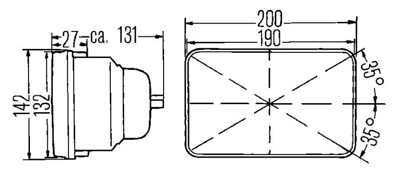 Hella 3427861 - E-Code 5in x 7in H4 Conversion Headlamp Kit