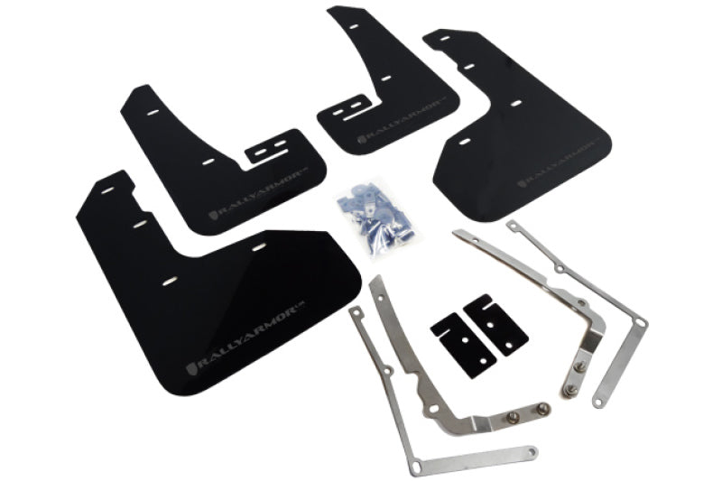 Rally Armor MF40-UR-BLK/GRY FITS: 2015-2017.5 VW Golf R UR Black Mud Flap w/ Grey Logo