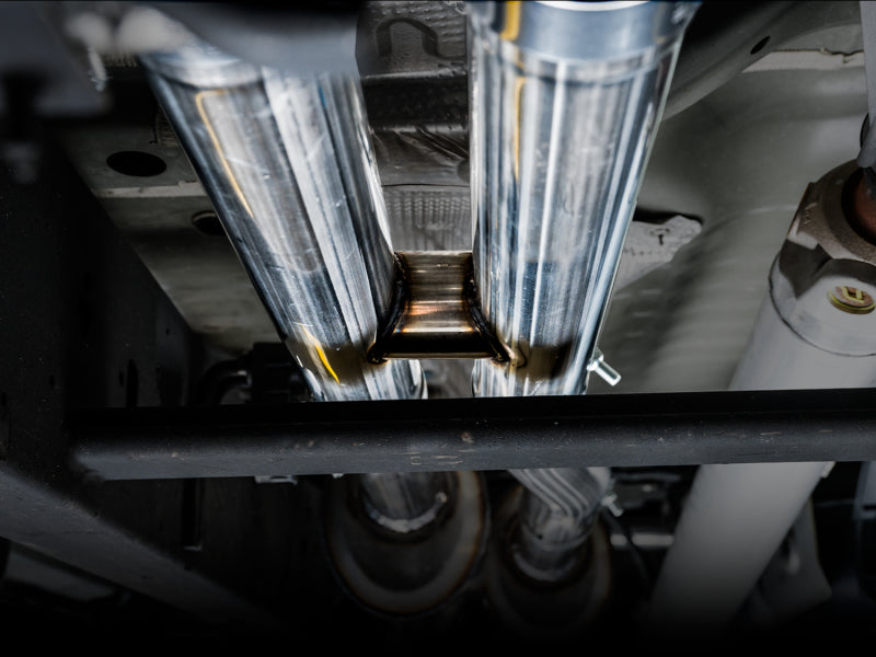 AWE Tuning 3015-42203 FITS 4th Gen GM 1500 6.2L 0FG Catback Split Rear Exit (w/ Bumper Cutouts) - Quad Chrome Tips