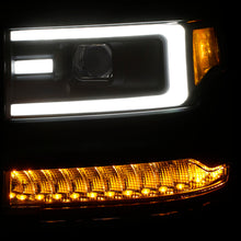 Load image into Gallery viewer, ANZO - [product_sku] - ANZO 16+ Chevy Silverado 1500 Projector Headlights Plank Style Black w/Amber/Sequential Turn Signal - Fastmodz