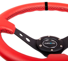 Load image into Gallery viewer, NRG RST-006S-RR - Reinforced Steering Wheel (350mm / 3in. Deep) Red Suede w/Blk Circle Cutout Spokes