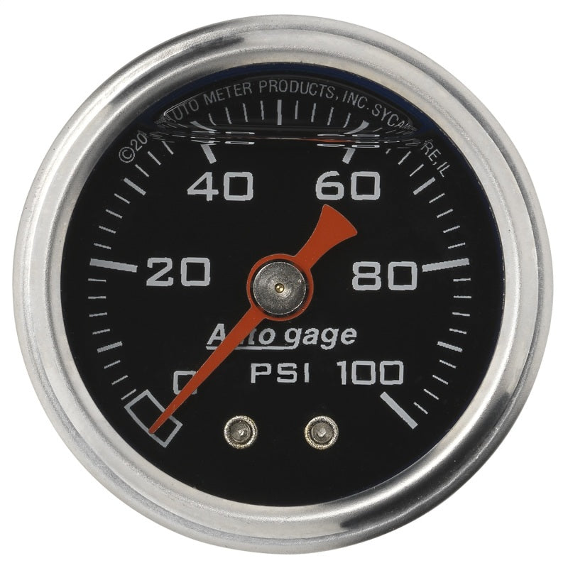 AutoMeter 2174 - Autometer AutoGage 1.5in Liquid Filled Mechanical 0-100 PSI Fuel Pressure Gauge