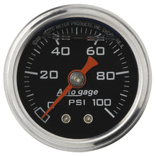 Load image into Gallery viewer, AutoMeter 2174 - Autometer AutoGage 1.5in Liquid Filled Mechanical 0-100 PSI Fuel Pressure Gauge