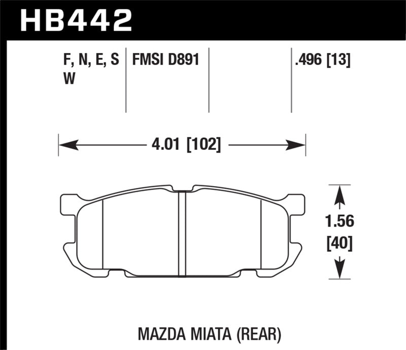 Hawk 01-02 Miata w/ Sport Suspension HP+  Street Rear Brake Pads (D891) - free shipping - Fastmodz