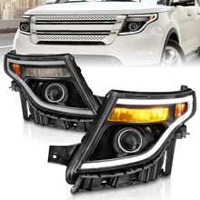 Load image into Gallery viewer, ANZO 111575 FITS 11-15 Ford Explorer (w/Factory Halogen HL Only) Projector Headlights w/Light Bar Black Housing
