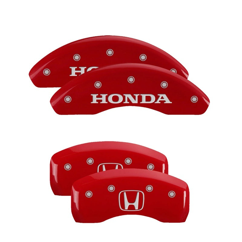 MGP 20219SHOHRD - 4 Caliper Covers Engraved Front Honda Engraved Rear H Logo Red finish silver ch