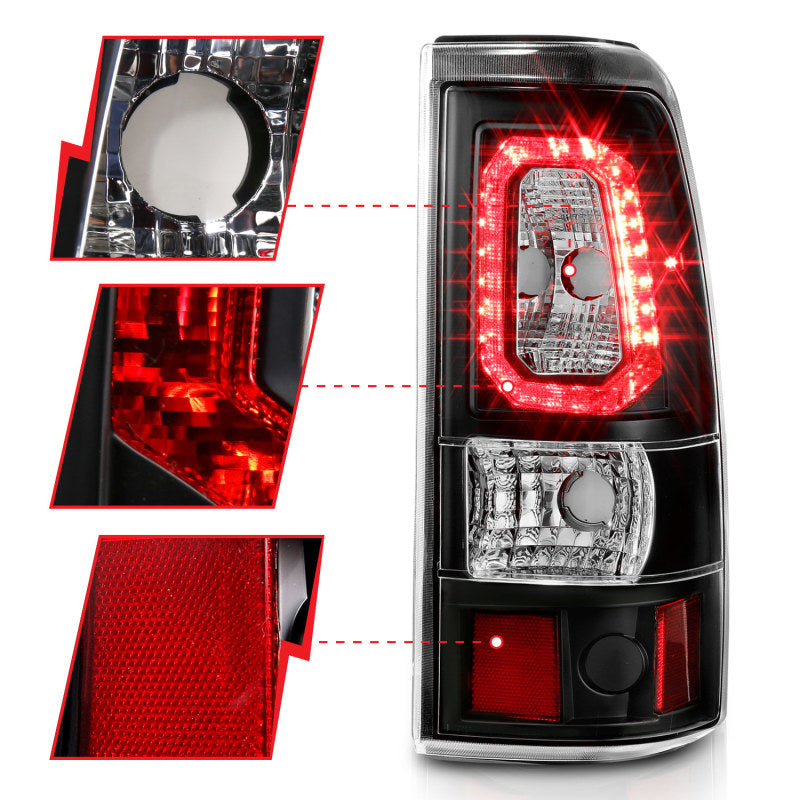 ANZO 311327 - FITS: 2003-2006 Chevy Silverado 1500 LED Taillights Plank Style Black w/Clear Lens