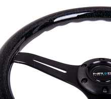 Load image into Gallery viewer, NRG ST-015BK-BSB - Classic Wood Grain Steering Wheel (350mm) Black Sparkled Grip w/Black 3-Spoke Center