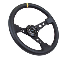 Load image into Gallery viewer, NRG RST-006BK-Y - Reinforced Steering Wheel (350mm / 3in. Deep) Blk Leather w/Blk Cutout Spoke/Yellow Center Mark