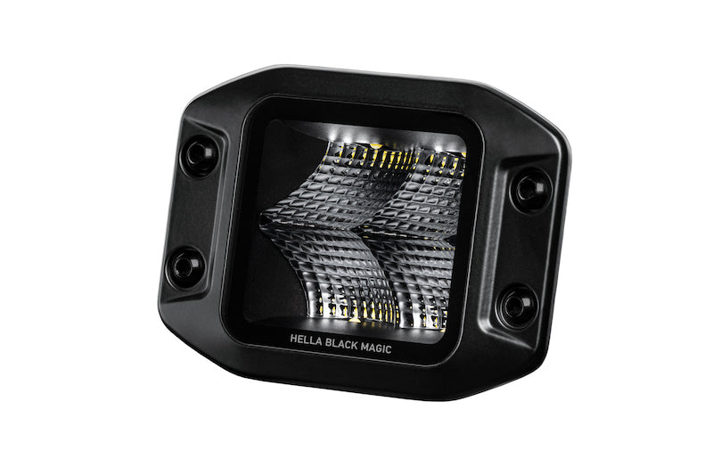 Hella 358176831 - Universal Black Magic 3.2in L.E.D. Cube KitFlood Beam (Flush Mount)