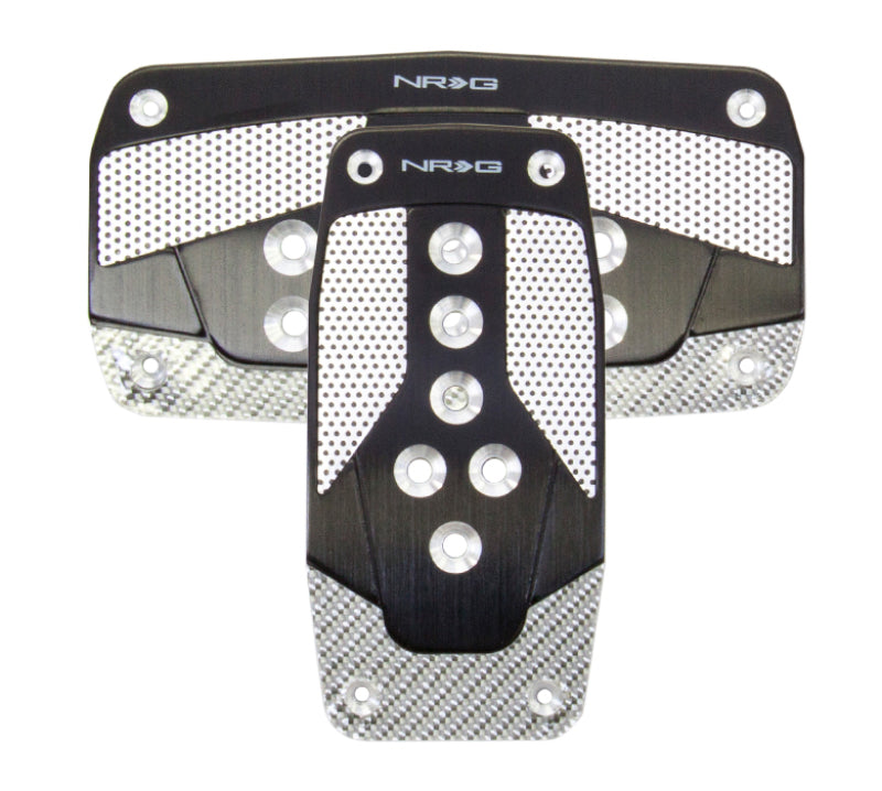 NRG PDL-450BK - Aluminum Sport Pedal A/T Black w/Silver Carbon