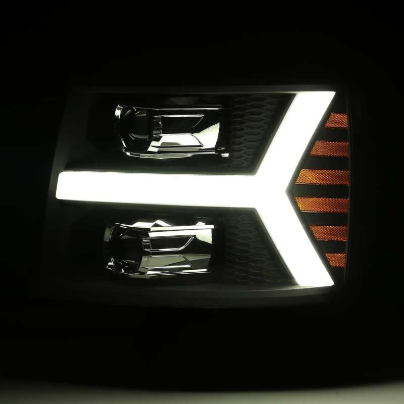 AlphaRex 880205 FITS 07-13 Chevy 1500HD PRO-Series Proj Headlight Plank Style Matte Blk w/Activ Light/Seq Signal
