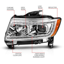 Load image into Gallery viewer, ANZO 111569 - FITS: 11-13 Jeep Grand Cherokee (Factory Halogen Only) Projector Headlights w/Light Bar Swchbk Chrome
