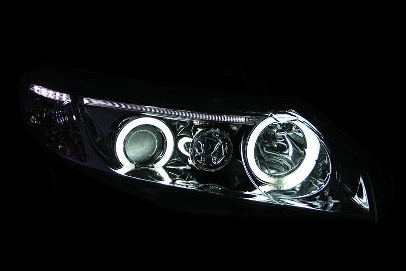 ANZO - [product_sku] - ANZO 2006-2011 Honda Civic Projector Headlights w/ Halo Chrome (CCFL) - Fastmodz