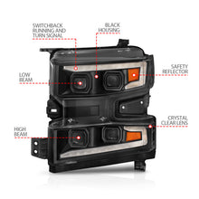 Load image into Gallery viewer, ANZO 111566-L FITS 111566-L FITS 19-22 Chevrolet Silverado 1500 LED Proj HL w/Lgt Bar SwBk Seq. Blk w/In. LightDriver Side ON