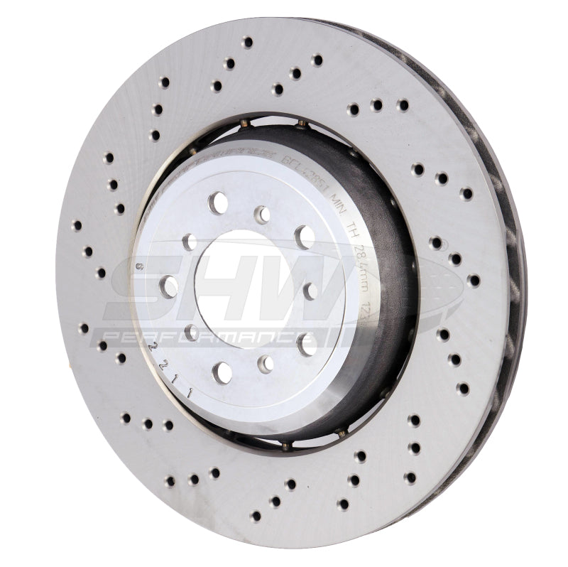SHW Performance BFL42851 -  -SHW 08-13 BMW M3 4.0L Left Front Cross-Drilled Lightweight Brake Rotor