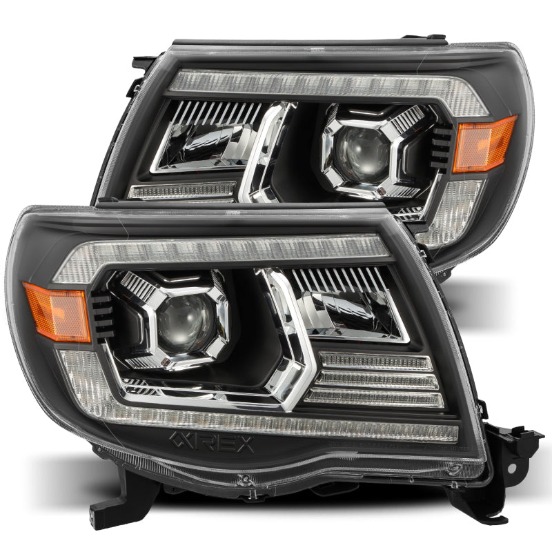 AlphaRex 880738 - 05-11 Toyota Tacoma PRO-Series Projector Headlights Plank Style Design Black w/DRL