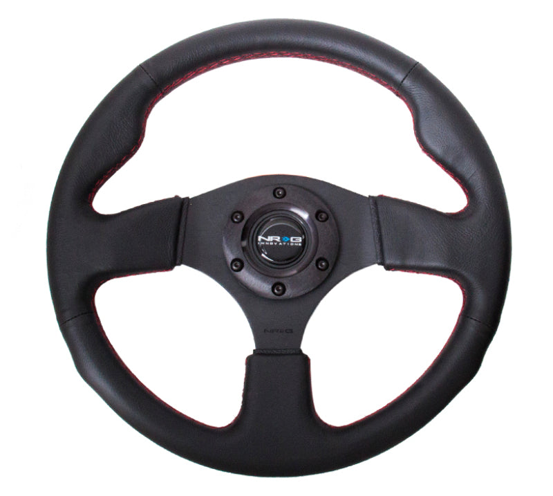 NRG RST-012R-RS - Reinforced Steering Wheel (320mm) Leather w/Red Stitch