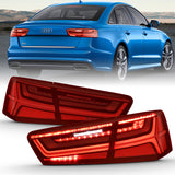 ANZO 321353 -  FITS: 2012-2018 Audi A6 LED Taillight Black Housing Red/Clear Lens 4 pcs (Sequential Signal)