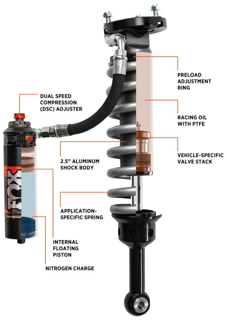 FOX 883-06-178 FITS 05+ Toyota Tacoma Performance Elite 2.5 Series Shock Front, 2-3in Lift, with UCA