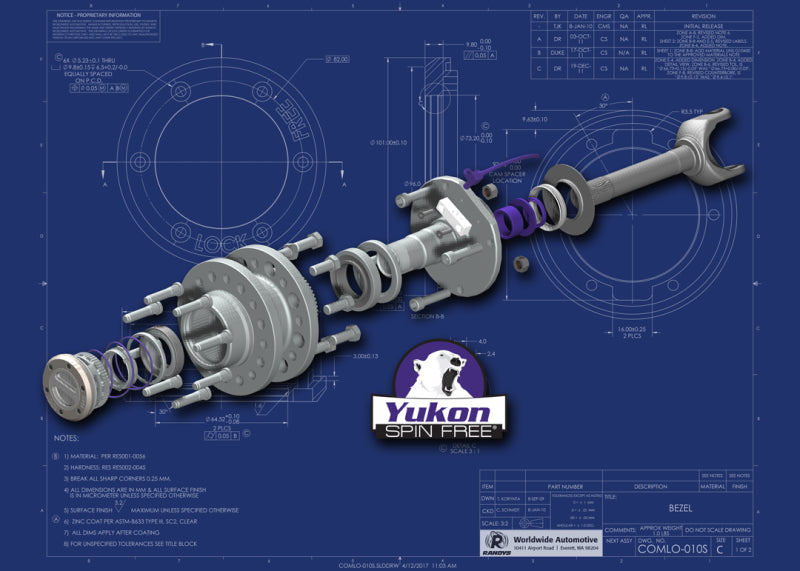 Yukon Gear & Axle YA WU-07 - Yukon Gear Spin Free Locking Hub Conv Kit For Dana 30 & Dana 44 TJ / XJ / YJ / 27 Spline / 5 X 4.5in