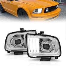 Load image into Gallery viewer, ANZO 121567 FITS 05-09 Ford Mustang (w/Factory Halogen HL Only) Projector Headlights w/Light Bar Chrome Housing