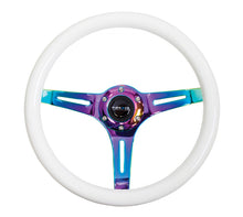 Load image into Gallery viewer, NRG ST-015MC-GL - Classic Wood Grain Steering Wheel (350mm) Glow-N-The-Dark Green Grip w/Neochrome 3-Spoke Center