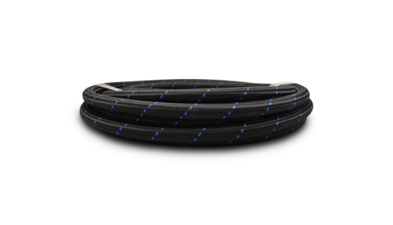 Vibrant -8 AN Two-Tone Black/Blue Nylon Braided Flex Hose (10 foot roll)