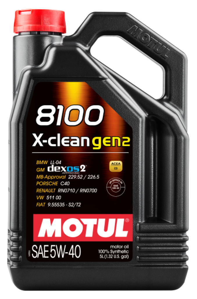 Motul 109762 FITS 5L Synthetic Engine Oil 8100 X-CLEAN Gen 2 5W40Case of 4