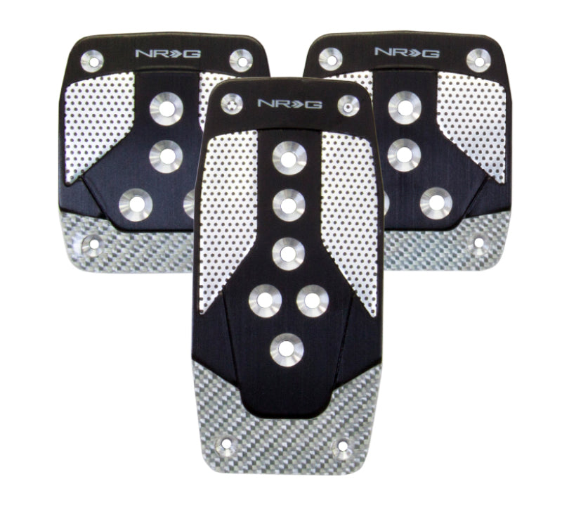 NRG PDL-400BK - Aluminum Sport Pedal M/T Black w/Silver Carbon