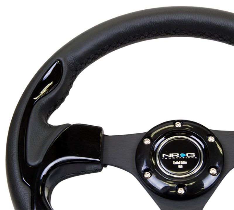 NRG Reinforced Steering Wheel (320mm) Blk w/Gloss Black Trim - free shipping - Fastmodz