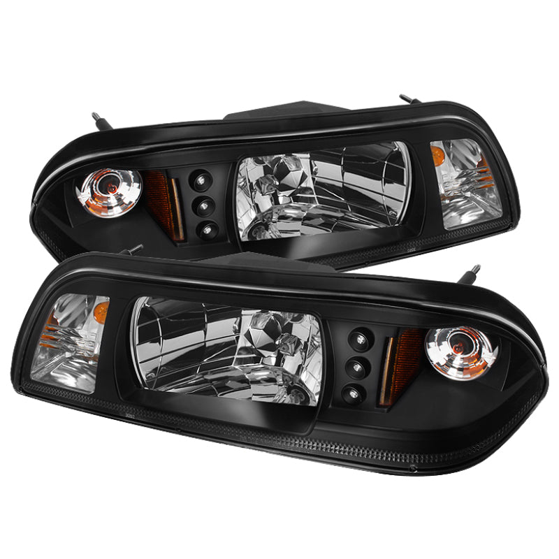 SPYDER 5012531 - Spyder Ford Mustang 87-93 1PC LED (Replaceable LEDs)Crystal Headlights Black HD-YD-FM87-1PC-LED-BK