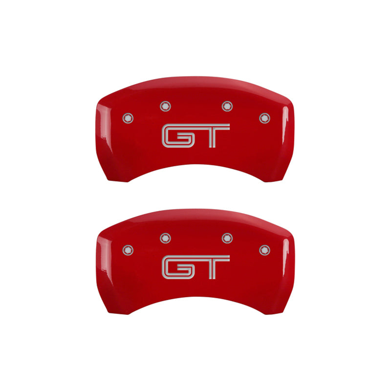 MGP 10197SMG2RD FITS 4 Caliper Covers Engraved Front Mustang Engraved Rear S197/GT Red finish silver ch